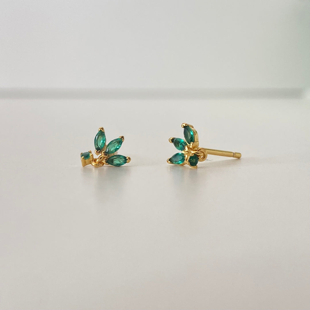 TRIA GOLD GREEN EARRINGS