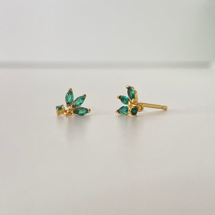 TRIA GOLD GREEN EARRINGS