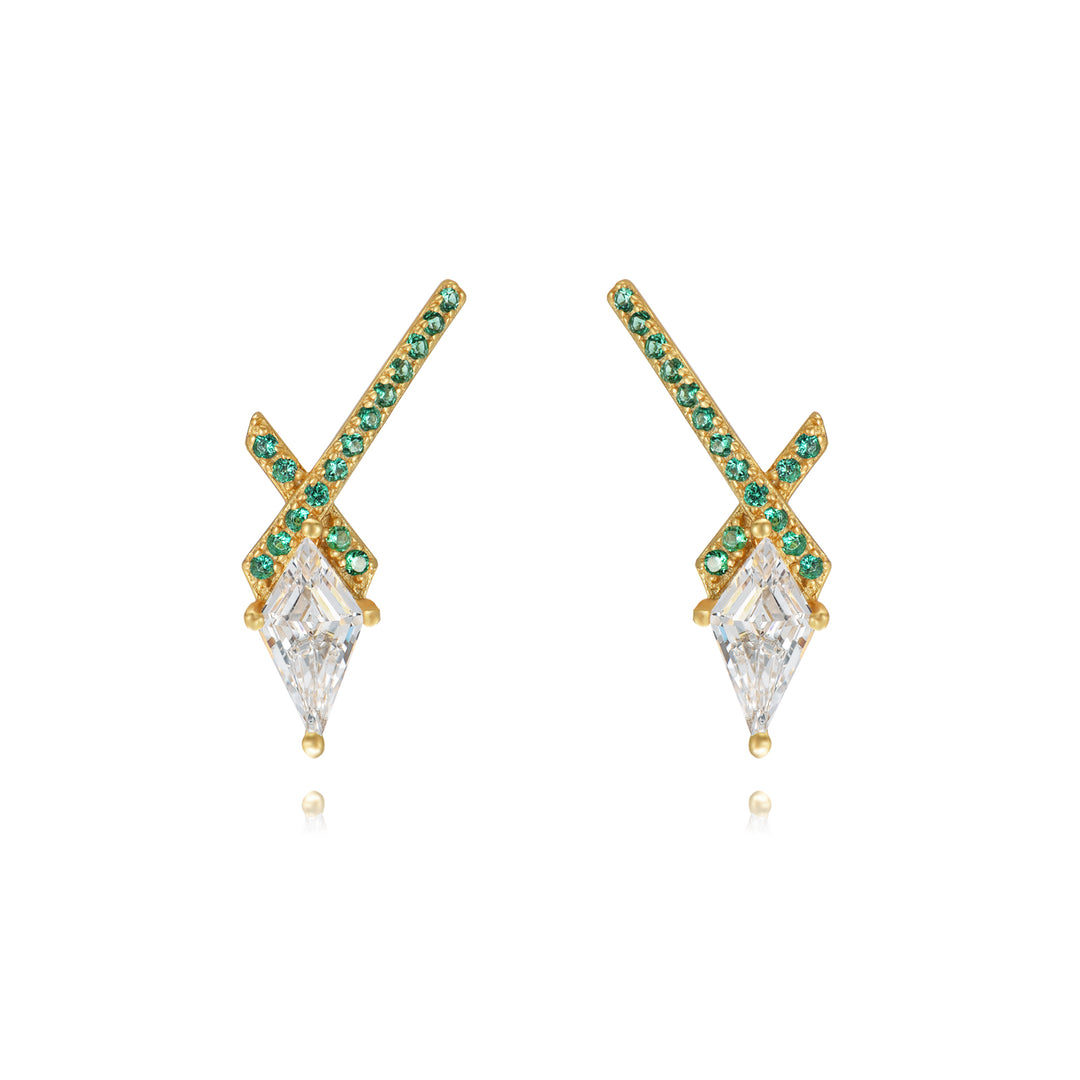 SATU WHITE & GREEN EARRINGS