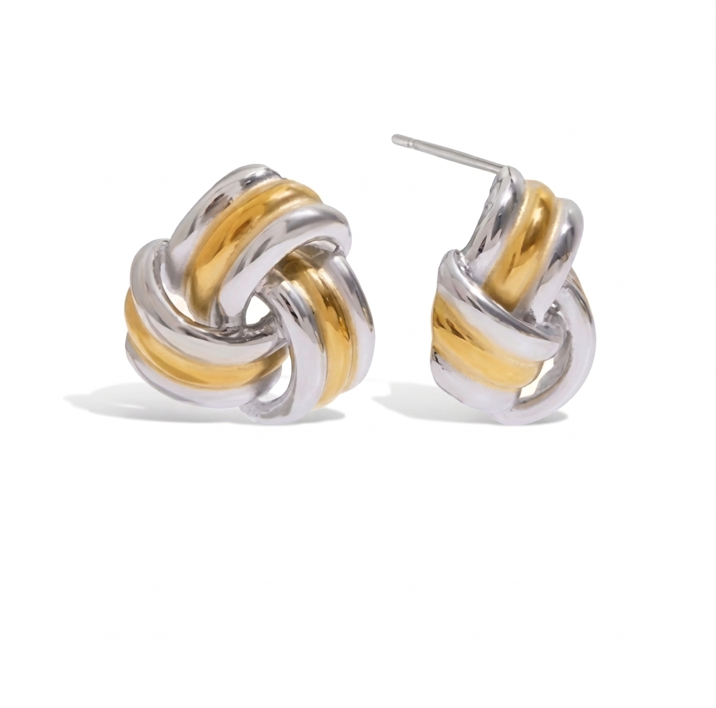 TRIANGLE GOLD & SILVER EARRINGS