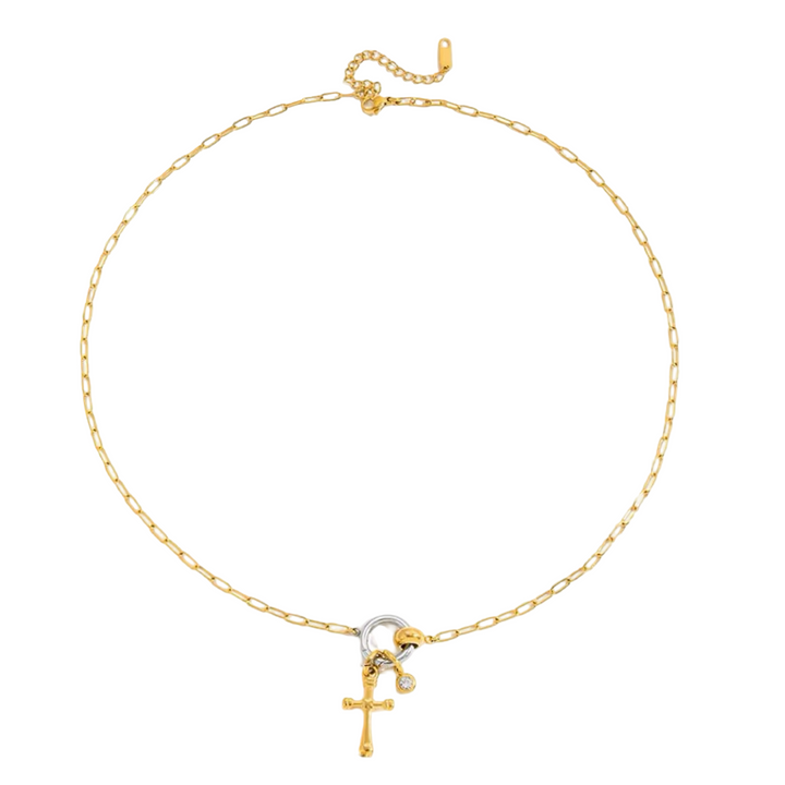 ESME GOLD & SILVER CROSS NECKLACE