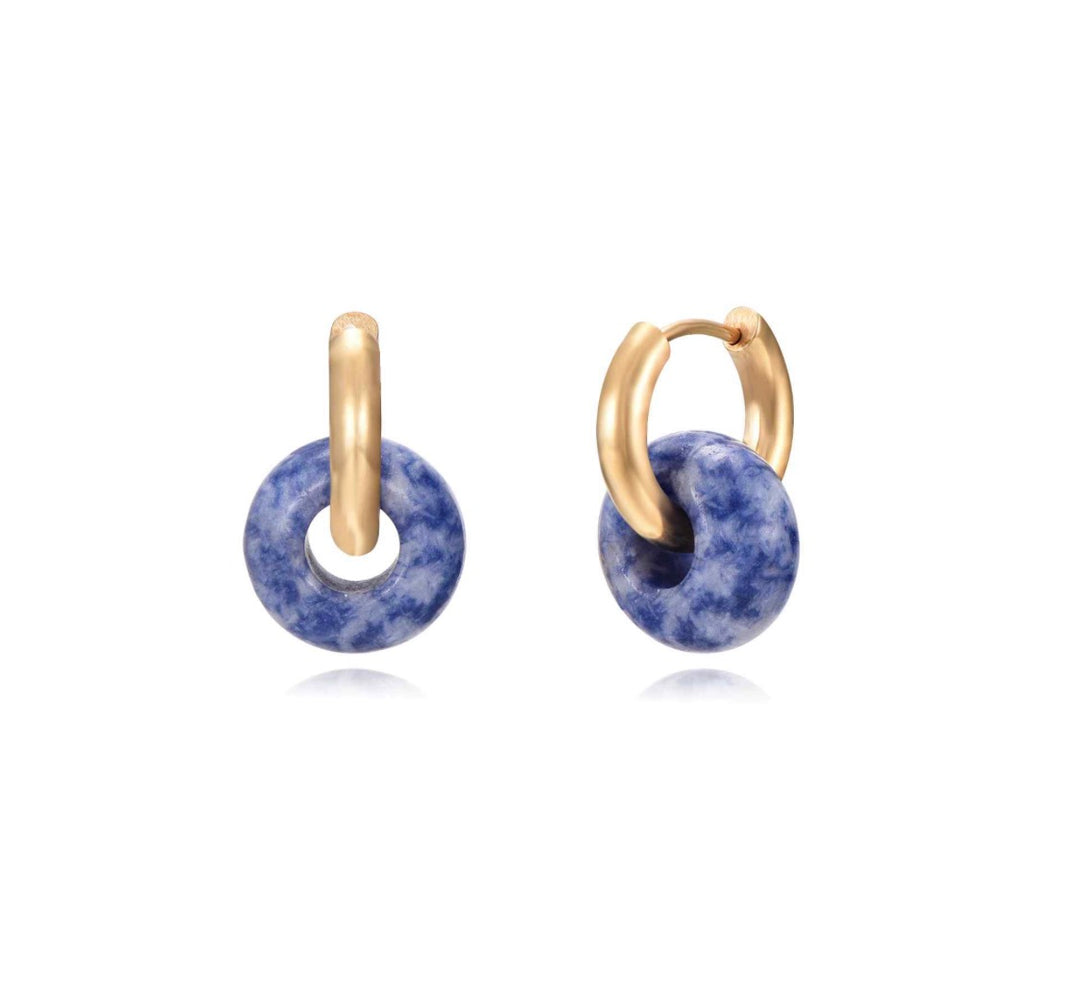 SODALITE GOLD EARRINGS