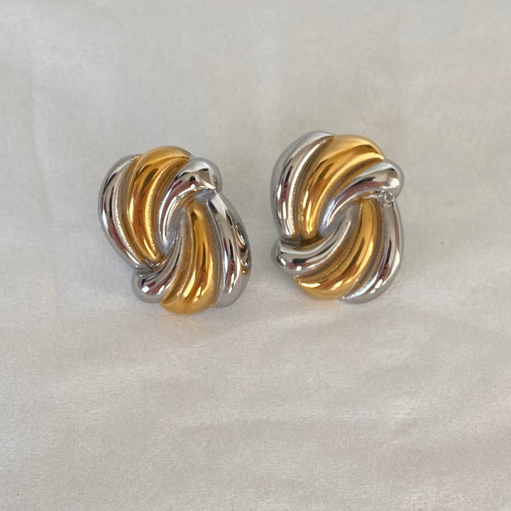 SWIRL GOLD & SILVER EARRINGS