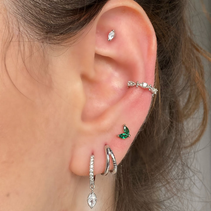 EMMA SILVER GREEN EARRINGS