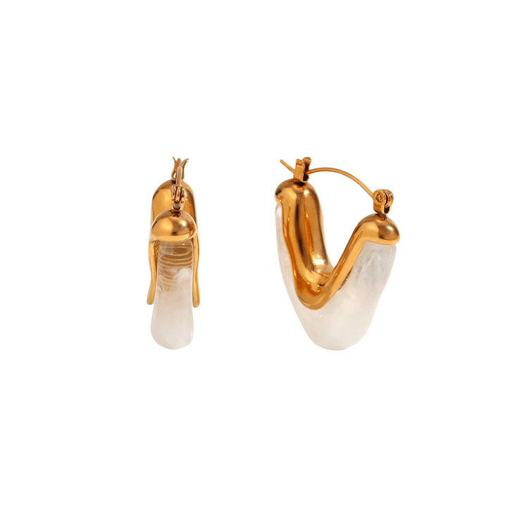 MEG GOLD WHITE EARRINGS