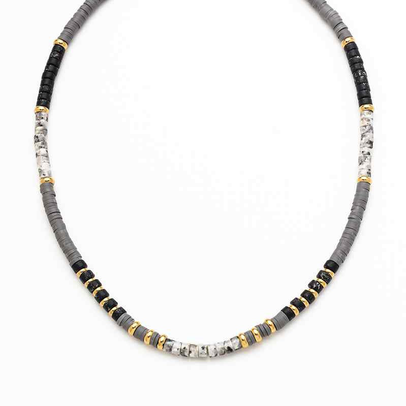 BROOKE DENDRITE AGATE GREY NECKLACE
