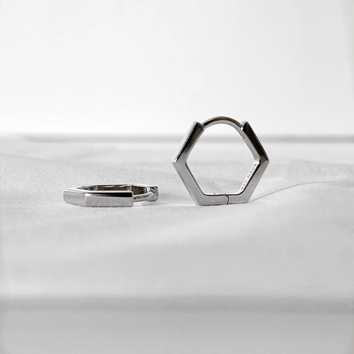 HEXAGON SILVER EARRINGS