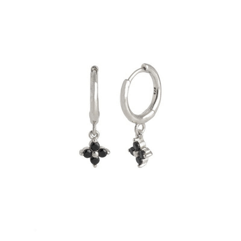 FLORA SILVER BLACK EARRINGS