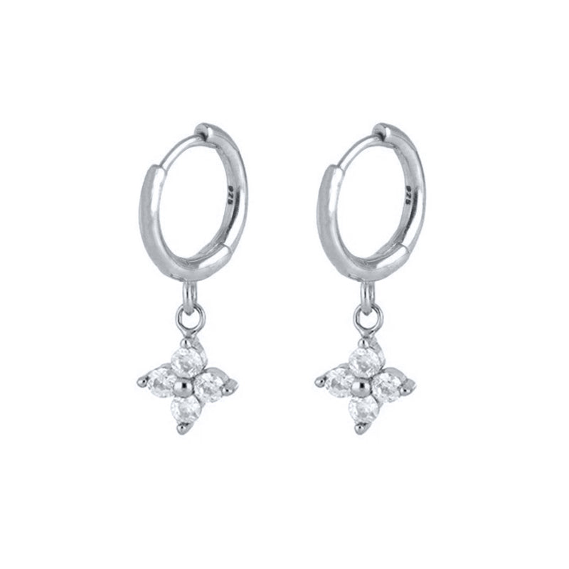 FLORA SILVER WHITE EARRINGS