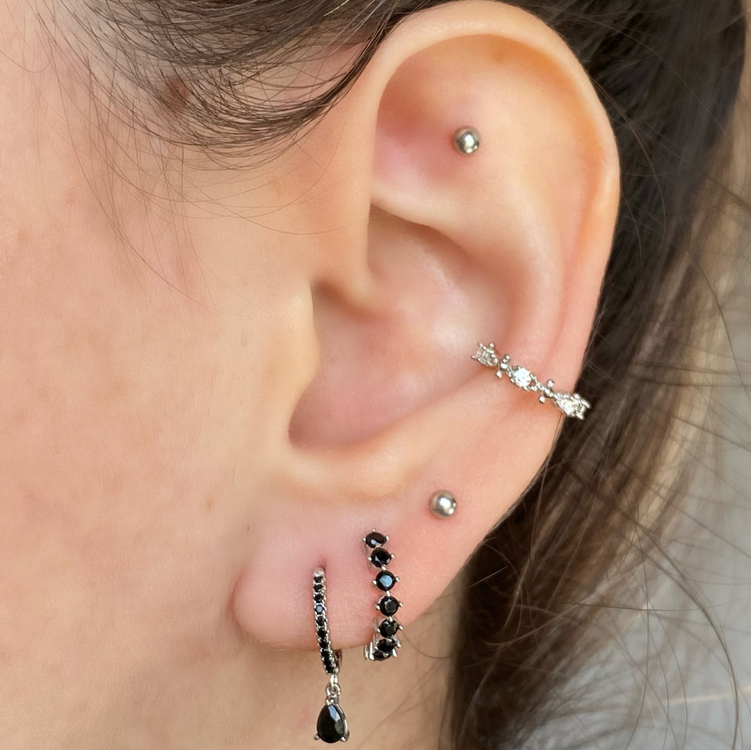 CINDY SILVER BLACK EARRINGS
