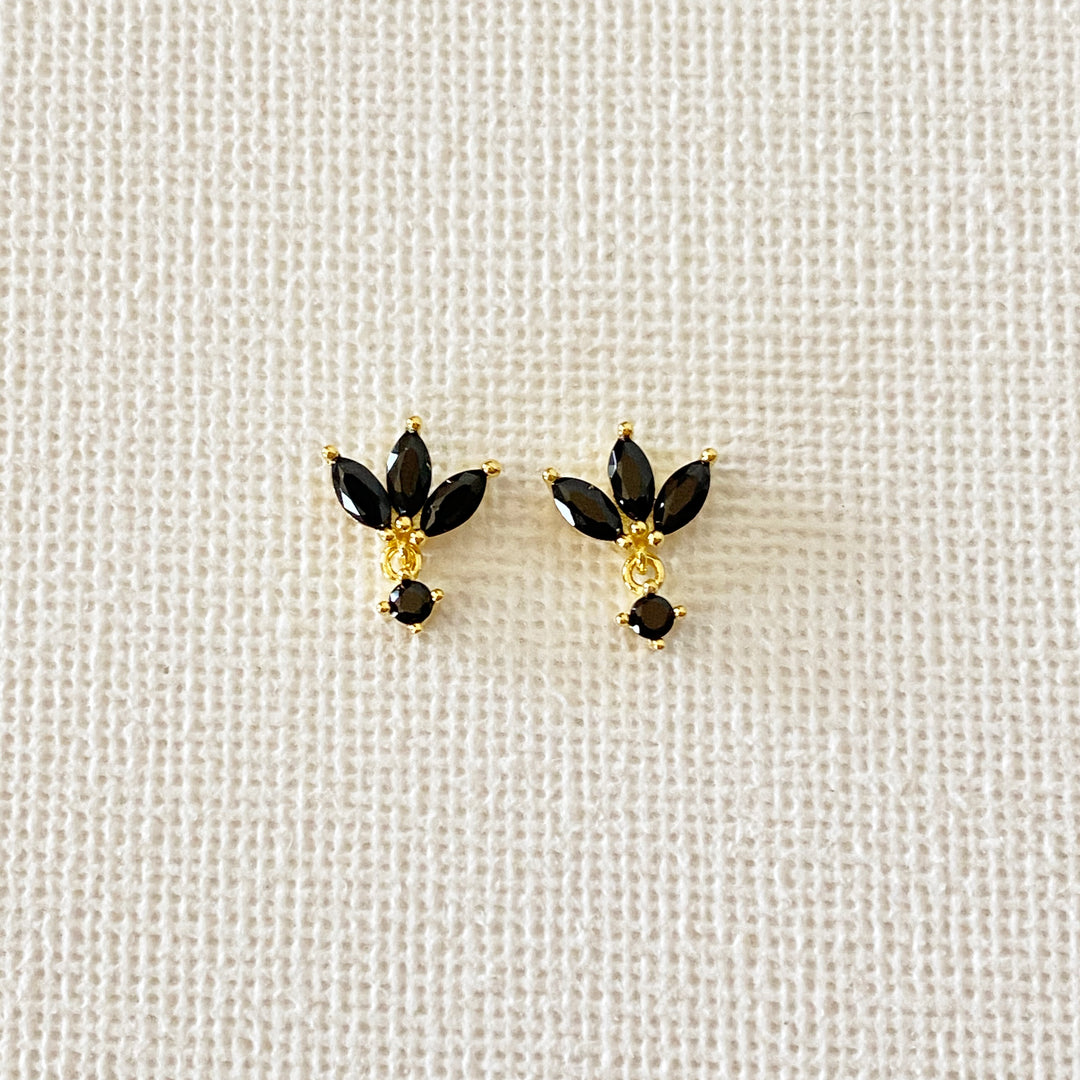 TRIA GOLD BLACK EARRINGS