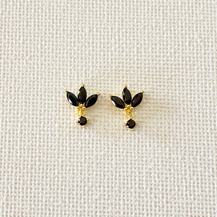 TRIA GOLD BLACK EARRINGS