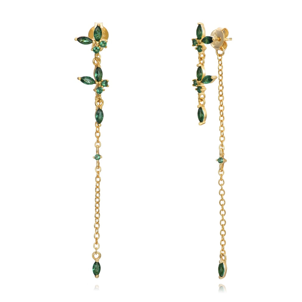 CLARA GOLD GREEN EARRINGS