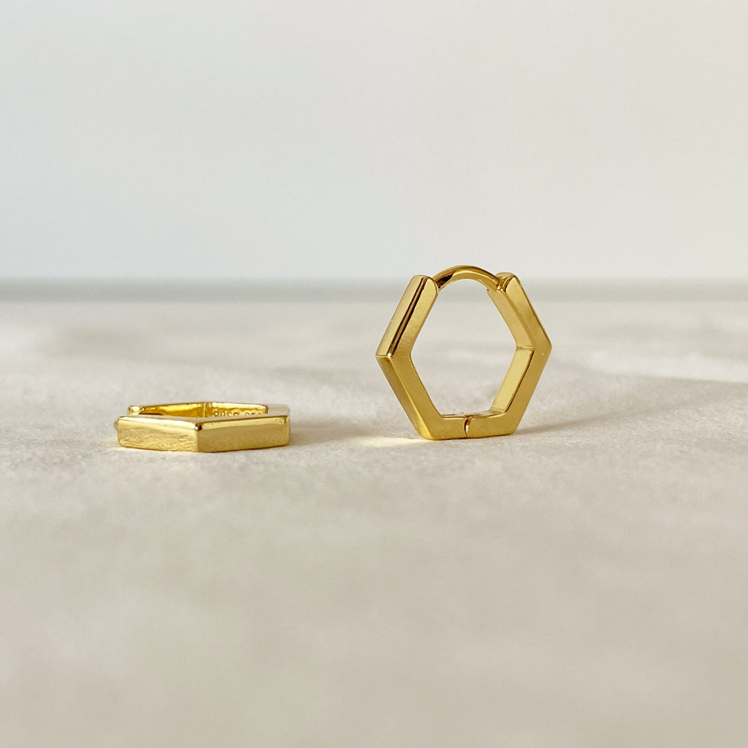 HEXAGON GOLD EARRINGS