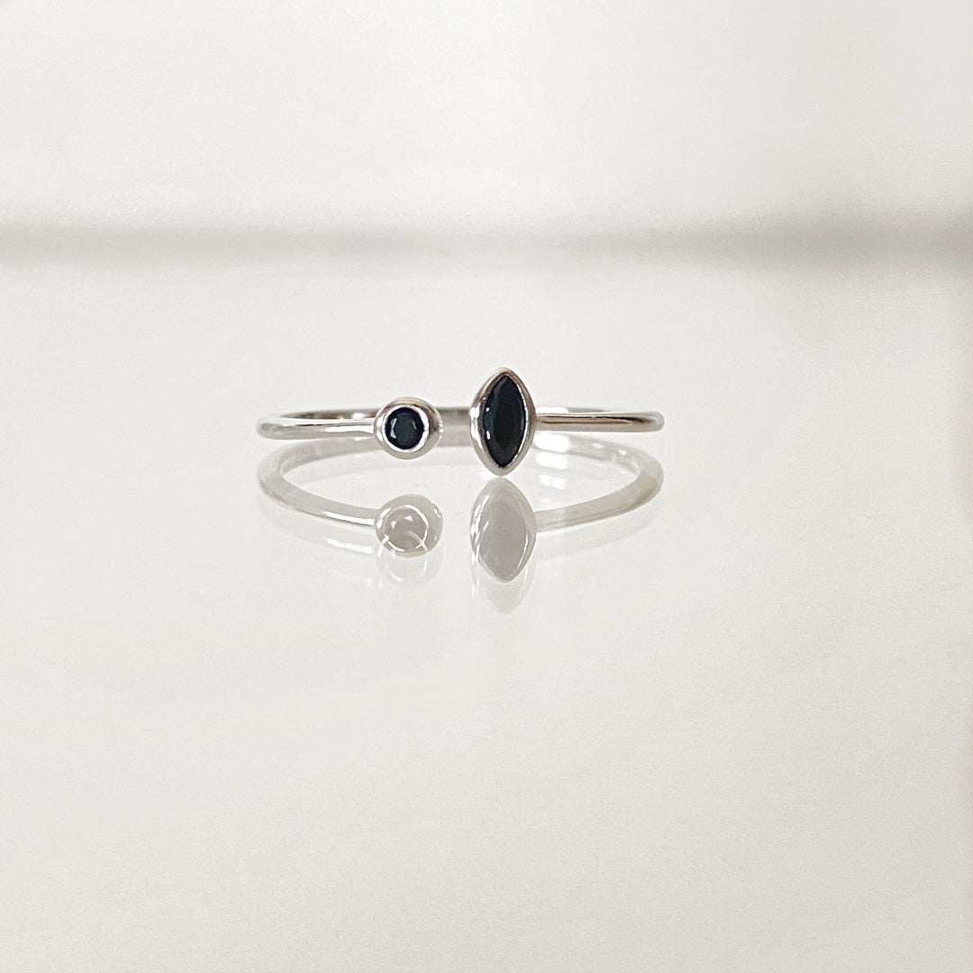 CELIA SILVER BLACK RING