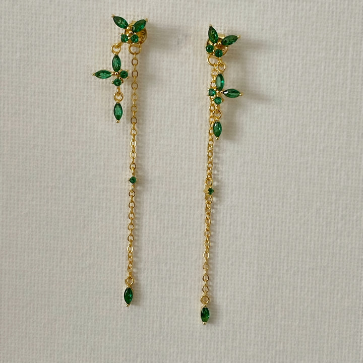 CLARA GOLD GREEN EARRINGS