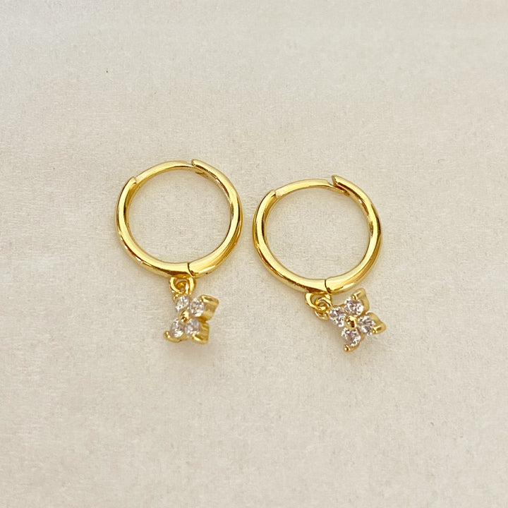 FLORA GOLD WHITE EARRINGS