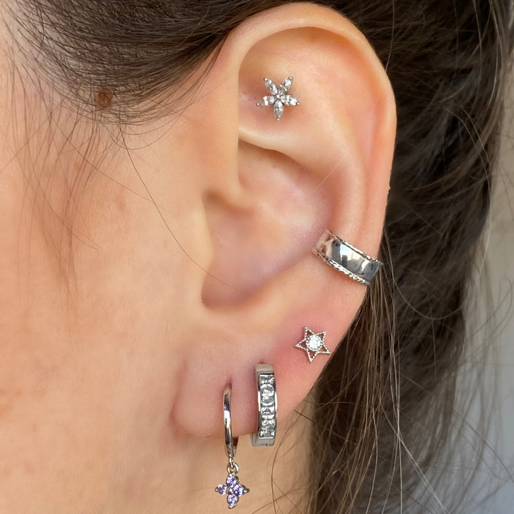 FLORA SILVER PURPLE EARRINGS