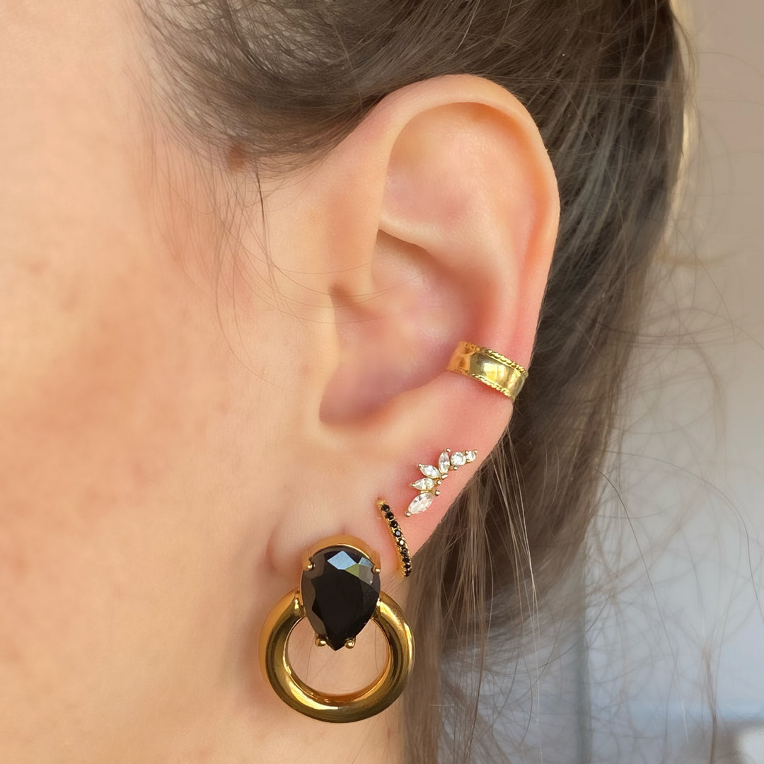 REBECCA GOLD BLACK EARRINGS