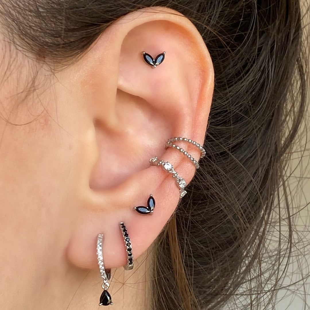 EMMA SILVER BLACK EARRINGS