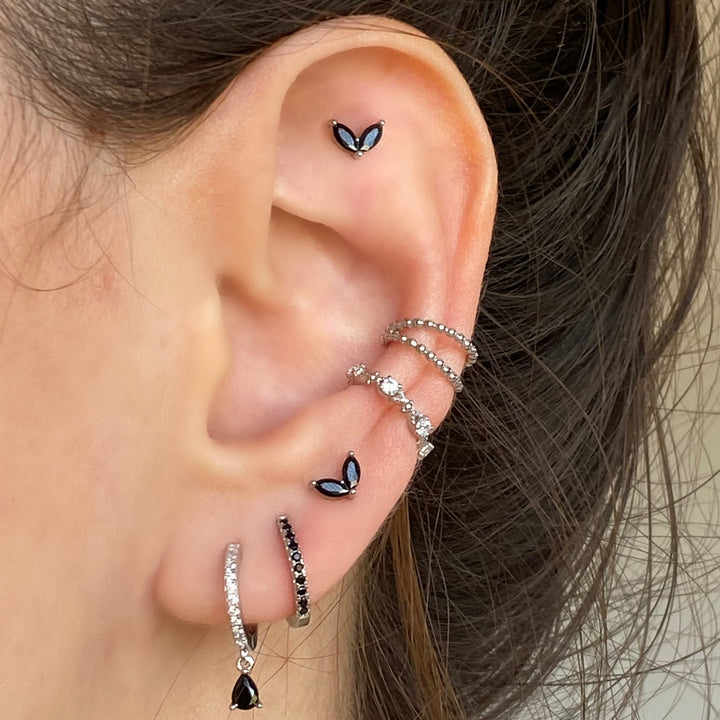 EMMA SILVER BLACK EARRINGS