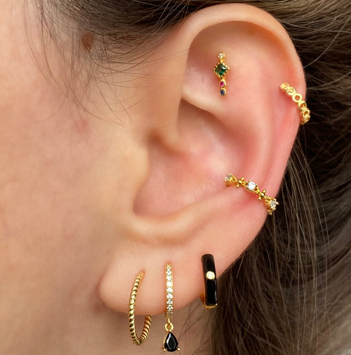 ZINNIA GOLD BLACK EARRINGS