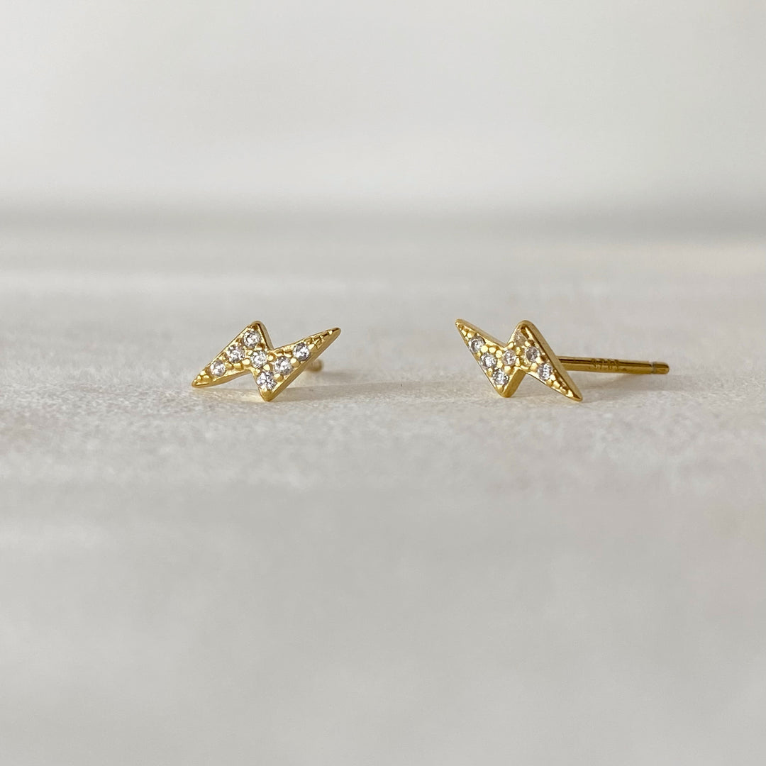 LIGHTNING GOLD WHITE EARRINGS