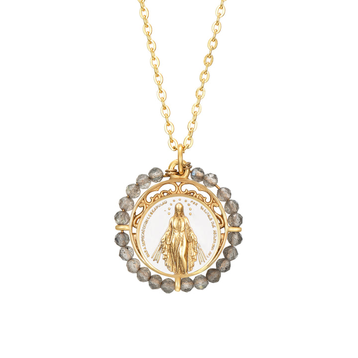 VIRGIN MARY LABRADORITE NECKLACE