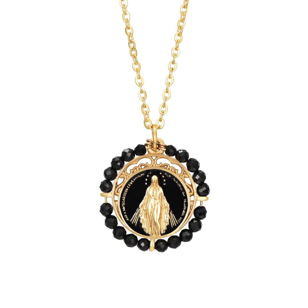 VIRGIN MARY BLACK ONYX NECKLACE