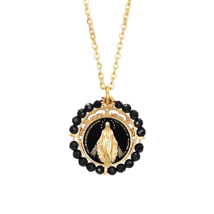 VIRGIN MARY BLACK ONYX NECKLACE