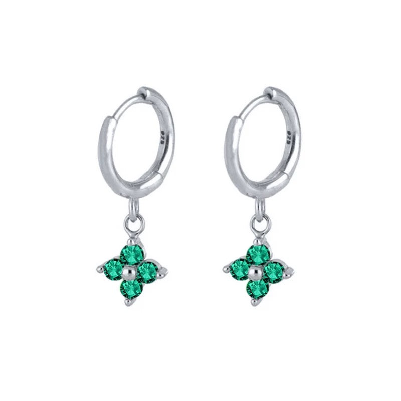 FLORA SILVER GREEN EARRINGS