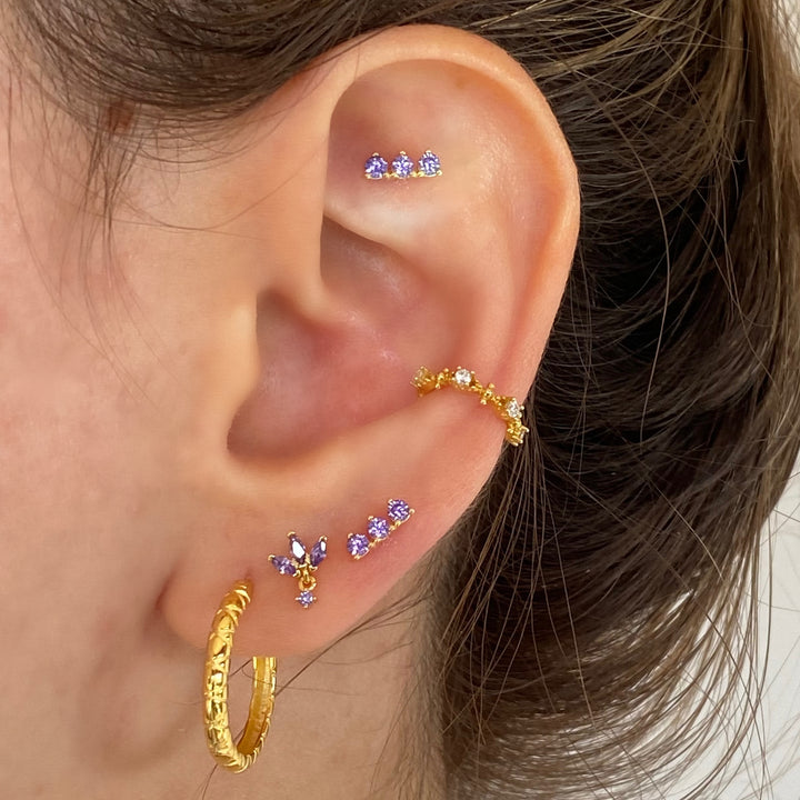 KELLY GOLD PURPLE EARRINGS