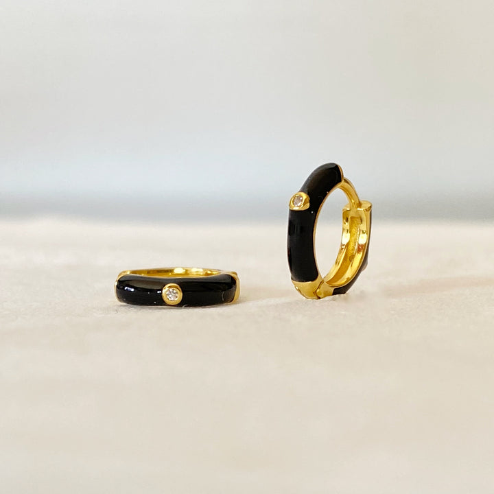 ZINNIA GOLD BLACK EARRINGS