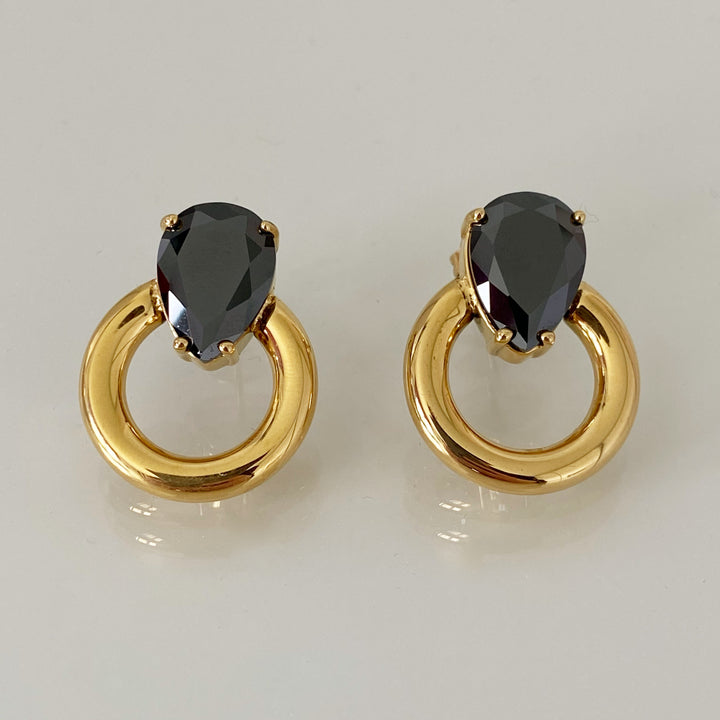 REBECCA GOLD BLACK EARRINGS