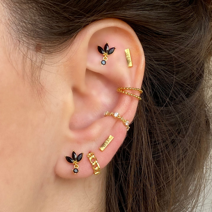 TRIA GOLD BLACK EARRINGS