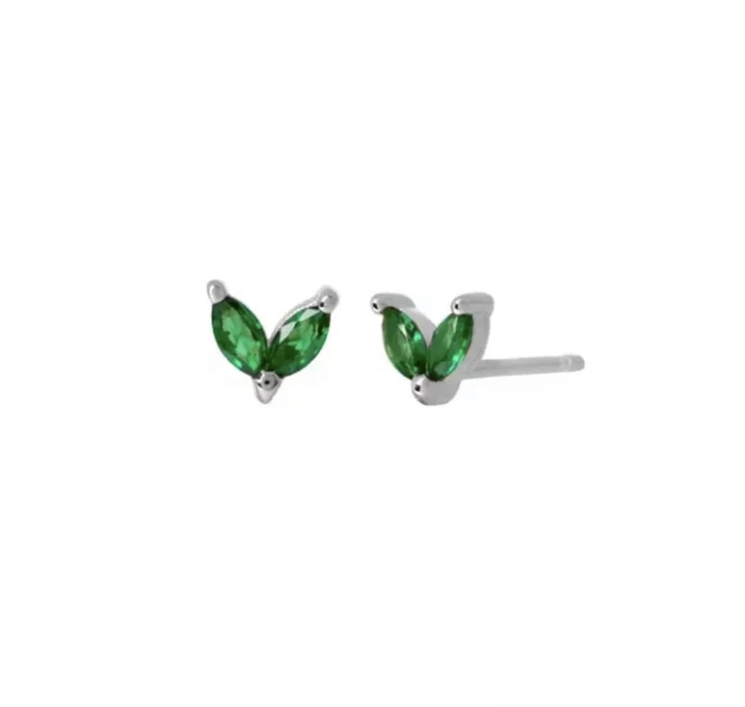 EMMA SILVER GREEN EARRINGS