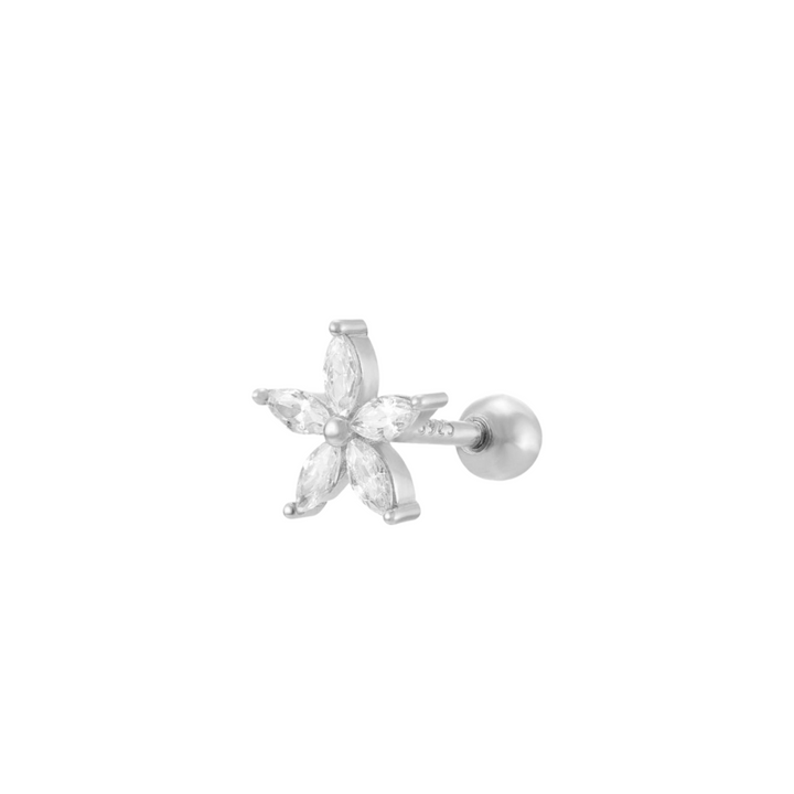 FLOR SILVER WHITE PIERCING