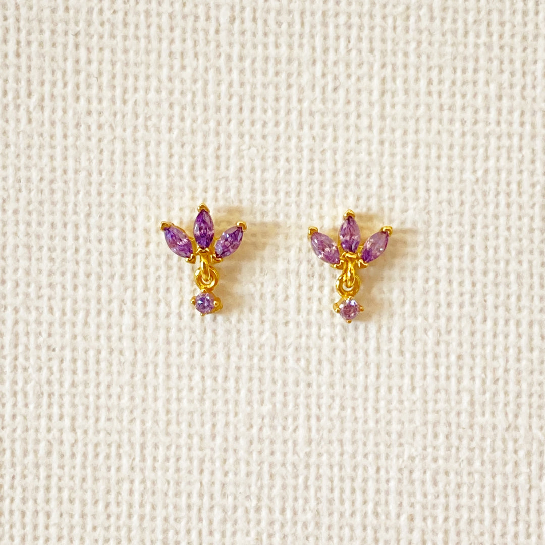 TRIA GOLD PURPLE EARRINGS