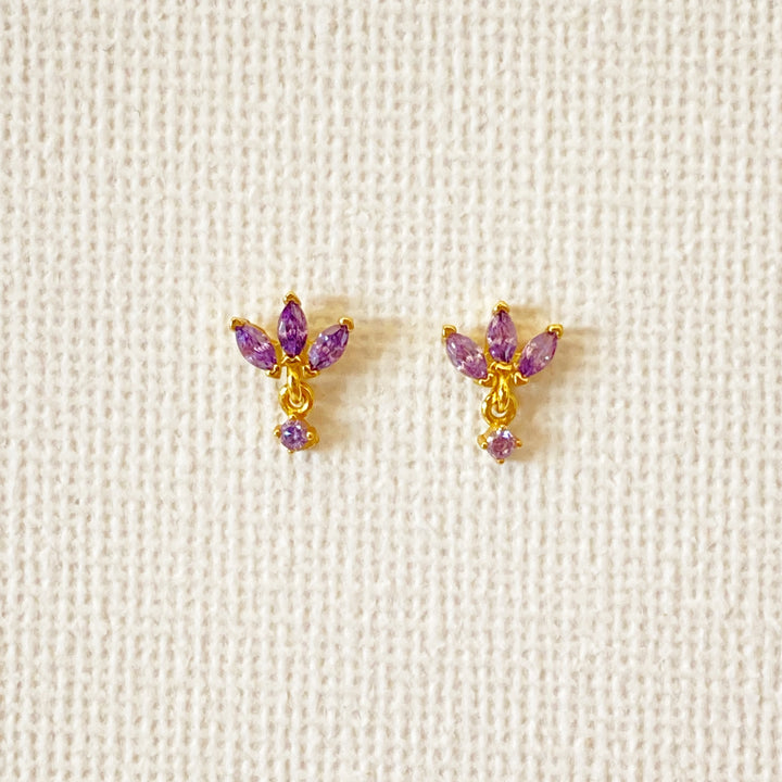 TRIA GOLD PURPLE EARRINGS