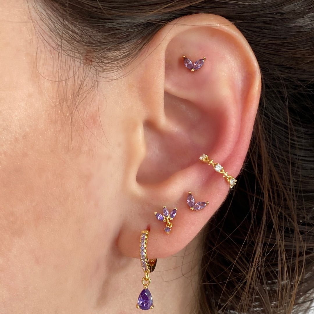 TRIA GOLD PURPLE EARRINGS