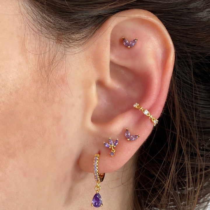 TRIA GOLD PURPLE EARRINGS
