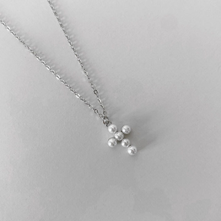 CROSS PEARL SILVER NECKLACE