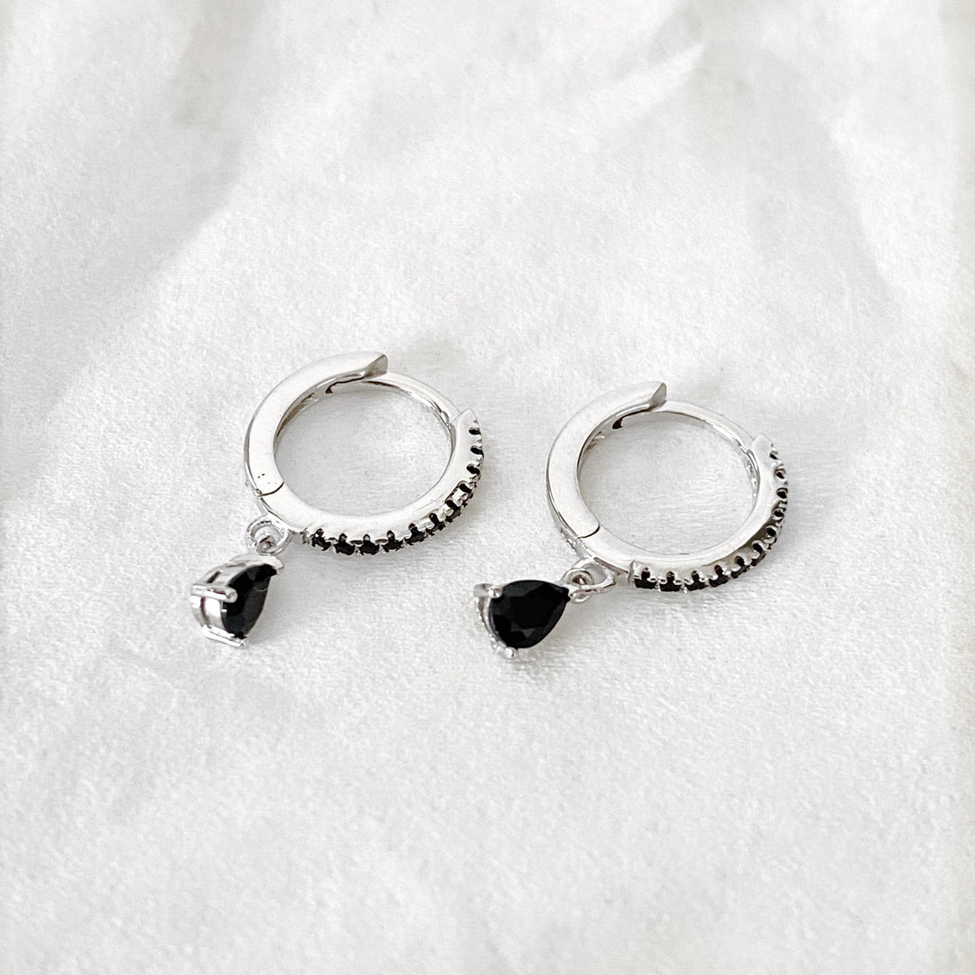 AMELIA SILVER BLACK EARRINGS