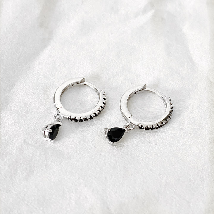 AMELIA SILVER BLACK EARRINGS