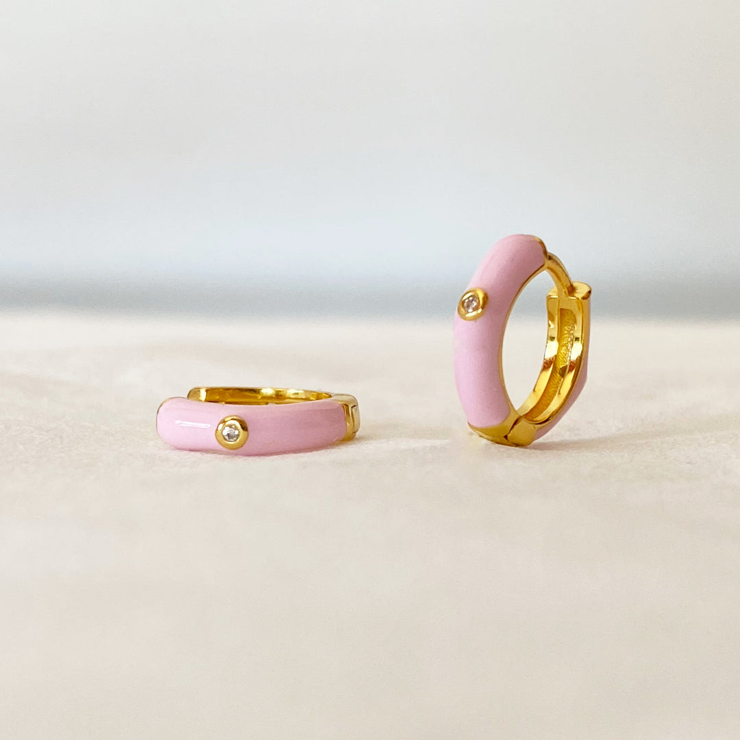 ZINNIA GOLD BABY PINK EARRINGS