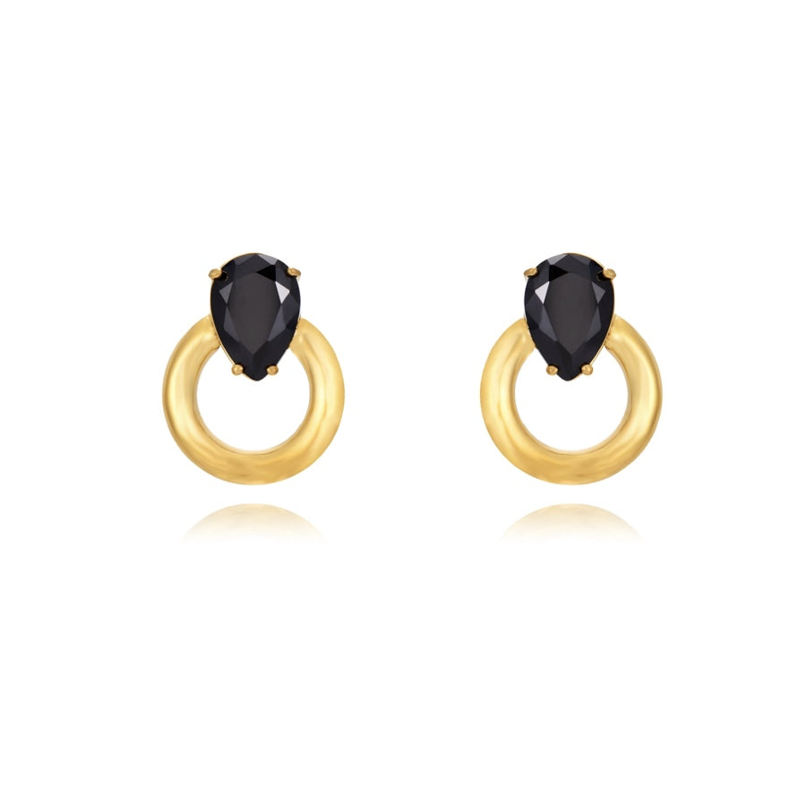 REBECCA GOLD BLACK EARRINGS