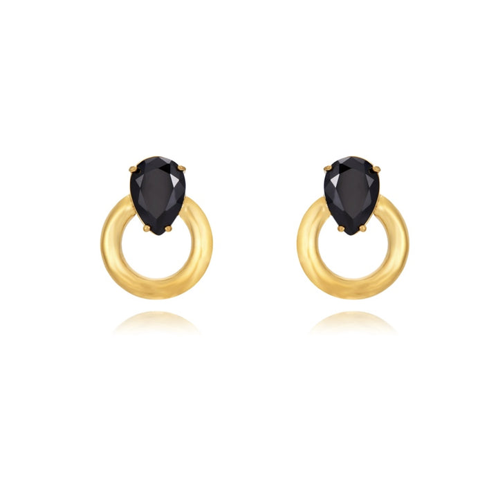 REBECCA GOLD BLACK EARRINGS