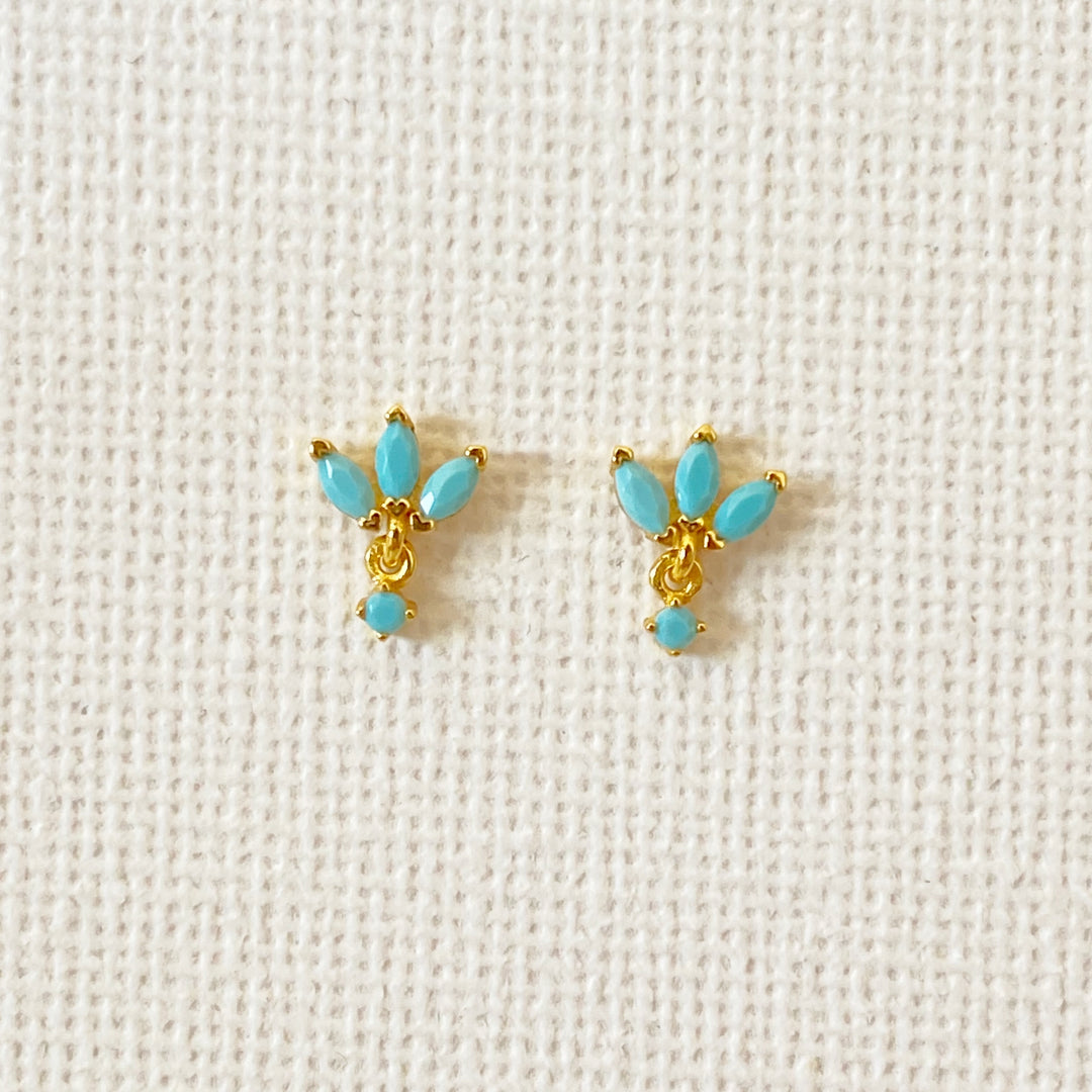 TRIA GOLD TURQUOISE EARRINGS