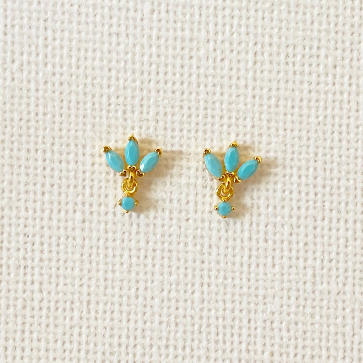 TRIA GOLD TURQUOISE EARRINGS
