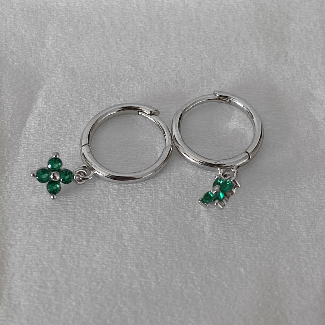 FLORA SILVER GREEN EARRINGS